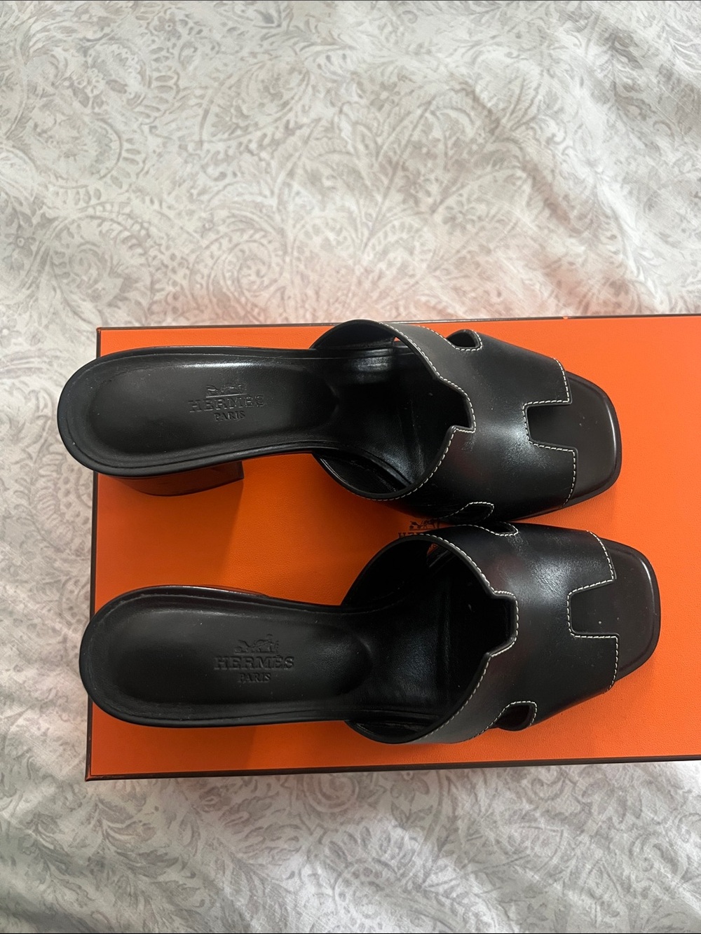 Hermes Black Leather H Sandal Mules - Picture 4 of 6